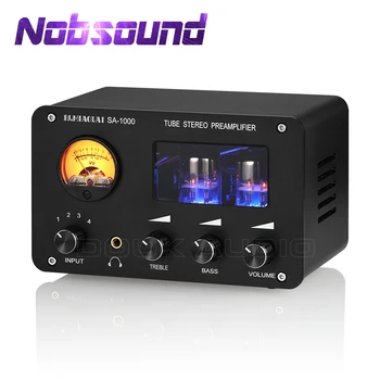 Nobsound HiFi Vakuuma Cauruļu Preamp Stereo 4-Way Audio Switcher Darbvirsmas Austiņu Pastiprinātāju w/VU Metru Augstos&Bass Control