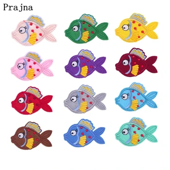 Prajna 12 Krāsas Karikatūra Zivju Plāksteri Izšuvumi Ielāpus Apģērbu DIY Bērniem Jaka Dzelzs Gudrs, Plāksterus, Apģērbu Aplikācijas