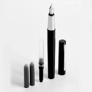 Kaco BRIO Fountain Pen 0.3 mm EF Nib Metāla rakstīšana ar tinti Pildspalva Ar Tinti Maisā Divas Tintes Uzpildes Metodes Parakstīšanas Pildspalvu Balta/Melna Krāsa