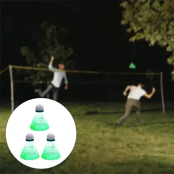 3 Gabalu Plastmasa LED Badmintons Shuttlecocks Lielu Stabilitāti iedegties Birdies Ar