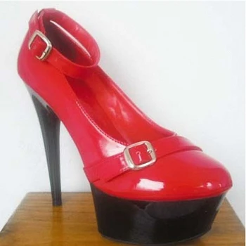15 cm augsts un krāšņs sarkani līgavas kāzu kurpes, ārējās tirdzniecības liela Deju Kurpes