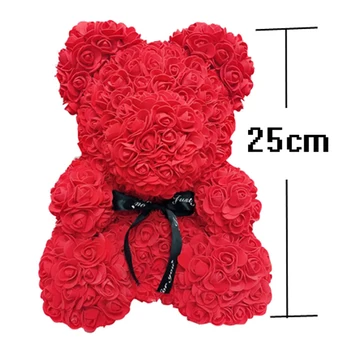 2020 Romantisks Valentīna Diena Plīša 25cm Rožu Teddy Bear Dāvanu Dzimšanas dienas dāvana Ziemassvētkos Kāzu Daudzkrāsains Mākslīgie Ziedi