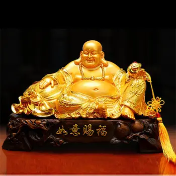 28cmResin galvanizācijas zelta izstrādājumi maitreja viesistaba biroja apdare, mājas apdare, laughing buddha statue