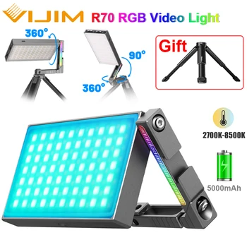 VIJIM R70 RGB Video Gaisma Ar Burvju Roku Magnētiskās LED Kameras Gaismas 5000mAh 2700-8500K 360° Fotogrāfija Apgaismojums Ar Statīvu