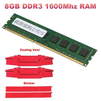 DDR3 8GB 1600 Atmiņas RAM+Dzesēšanas Veste PC3-12800 1,5 V Darbvirsmas Atmiņas 240 Tapas AMD Desktop Mātesplatē
