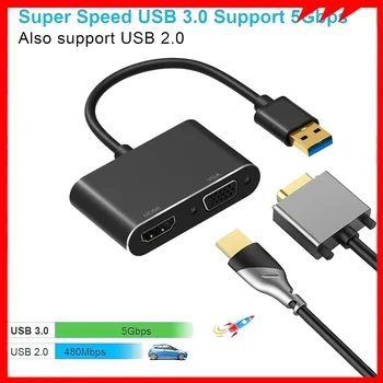 Atbalsta Spoguļi un Paplašināt Displejs USB 3.0 2.0 HD 4K VGA HDTV Adapteris USB Video Pārveidotājs, lai Portatīvo Datoru