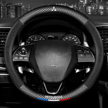 3D Reljefu Oglekļa Šķiedras Ādas Automašīnas Stūres Rats Segumu MITSUBISHI Lancer Outlander ASX Pajero V93 V98 Auto Piederumi