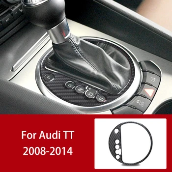1x Oglekļa Šķiedras Pārnesumu Pārslēgšanas Vadības Panelis Melns, Uzlīmes Multivides Rokturi, Pogas Vāciņa Uzlīmes Audi TT 2008-2014 Auto Stils