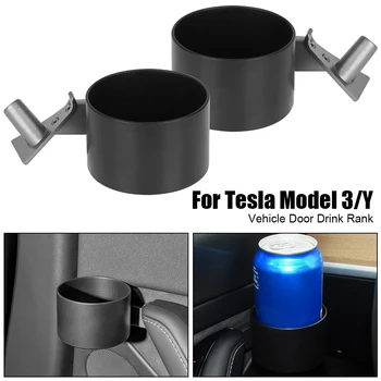 Melns Auto Interjera Durvju Stiprinājums Tesla Model 3 Y Auto Tases Turētājs Barelu Transportlīdzekļa Glabāšanas Kaste