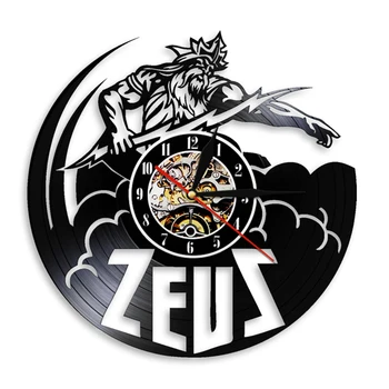 Vintage Zeus Mīts Vinila Ieraksts Sienas Pulkstenis Augstākās Dievs Senie Grieķi Sienas Mākslas lāzergriešanas Sienas Gaismas Istaba Bērniem Pirmsskolas Dekori