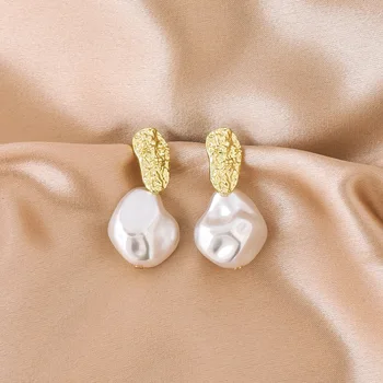 ARADOO Titāna Tērauda Pārklājumu 18K Zelta Baroka Pērle Vintage Gaismas Luksusa Auskari