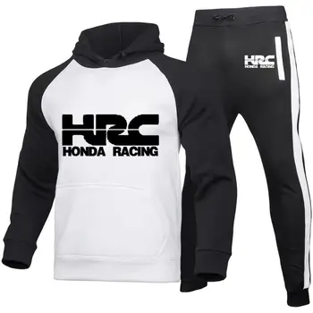 2022 Vīriešu pelēkā vārna HRC Sacīkšu Auto Logo drukas augstas kvalitātes Kokvilnas Gadījuma Kapuci rāvējslēdzēju Jaka, Krekls Treniņbikses Uzvalks 2gab
