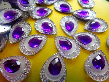 120pcs Piešūt rhinestones ūdens piliens forma 13*18mm Violeta AB krāsu, sveķu kristāla flatback strass gem akmeņiem