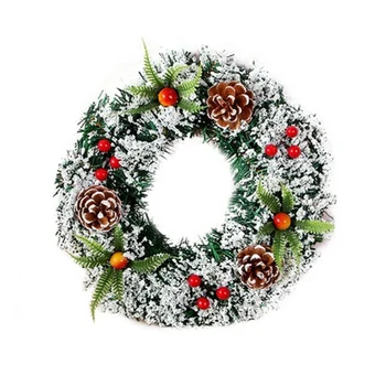 Ziemassvētku Vainags Viltus Augļu Priežu Sniegpārslas Priežu Skujām Mākslīgie Augi Vainags Durvis, Sienas Ornaments Mājas Dekori Ziemassvētku Puse