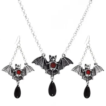 Gothic Halloween Bat Cross Kulons, Kaklarota, Auskaru Komplekts Sievietēm, Meitenēm Auskari Modes Vintage Rotaslietas, Aksesuāri, Dāvanas Komplekti